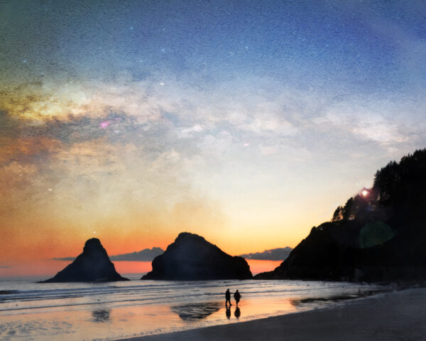 11 x 14 Fine Art Matted Print Haceta Head Lighthouse Night Walk Oregon Coast