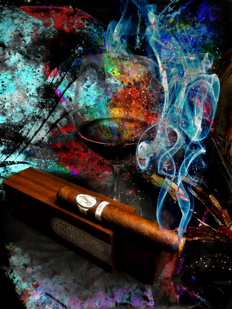 Davidoff ORO Blanco Cigar and Wine Abstract
