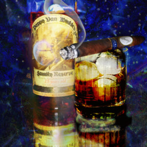 11 x 14 fine art matted print Davidoff Royal Cigar and Pappy Van Winkle's Bourbon