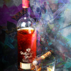 11 x 14 fine art matted print Fuente Opus X Cigar and Weller Bourbon