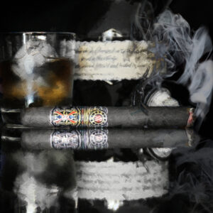 11 x 14 fine art matted print Fuente Opus X Cigar and Balntons Bourbon