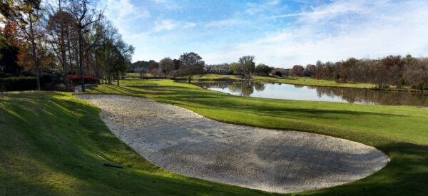 Golf Painting 18th Hole River Run Country Club Davidson North Carolina