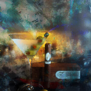 Abstract ORO Blanco Davidoff At The Bar Martini Painting