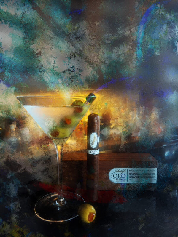 Abstract ORO Blanco Davidoff At The Bar Martini Painting