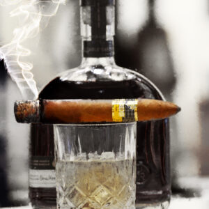 Cohiba Cuban Cigar spot color Woodford Reserve bourbon