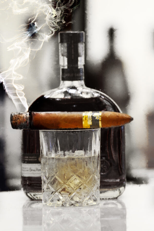 Cohiba Cuban Cigar spot color Woodford Reserve bourbon