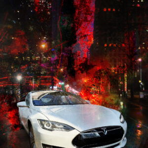 Tesla S 85 unleashed power abstract print or painting