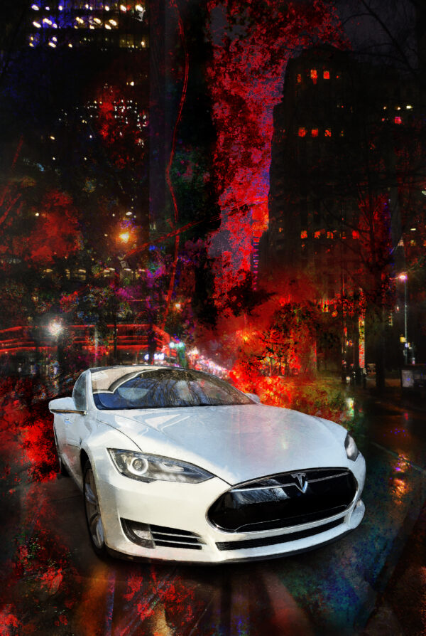 Tesla S 85 unleashed power abstract print or painting