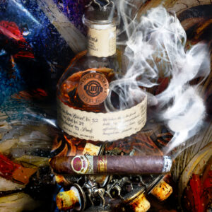 The Horses Of Blantons Bourbon and Padron 90th Cigar Art