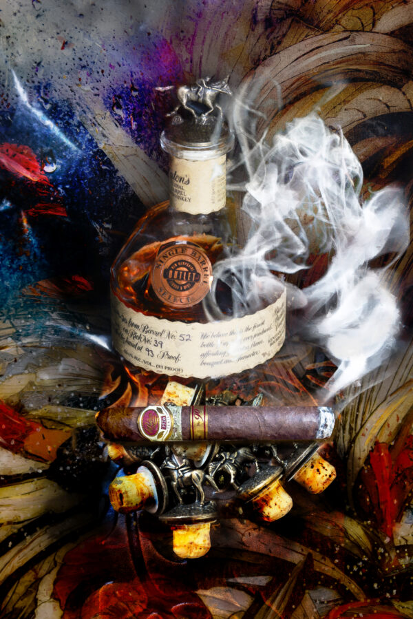 The Horses Of Blantons Bourbon and Padron 90th Cigar Art