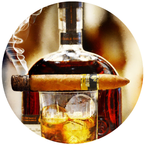 Cohiba Cigar and Woodford Reserve Bourbon Decal