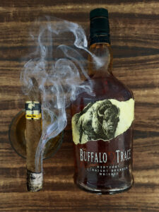 Cohiba Pyramid Cubana Cigar with Buffalo Trace Bourbon Whiskey Art