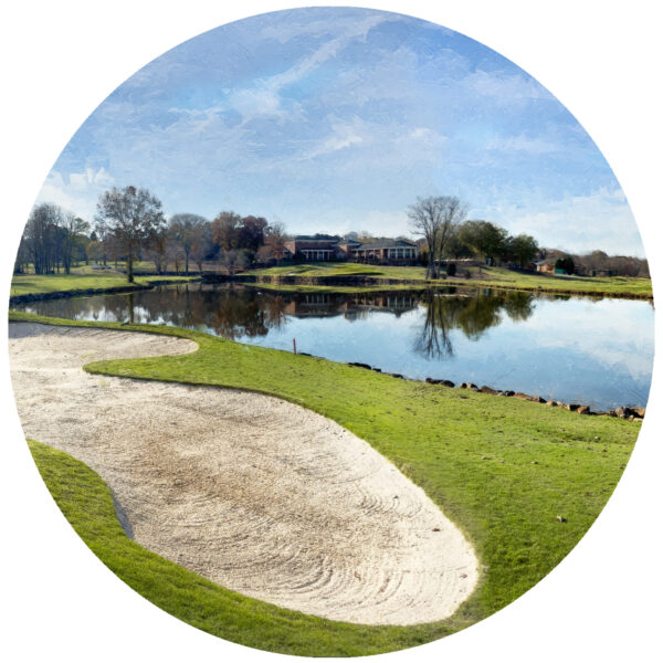 the 18th hole at rive run country club overlooking the trap decal