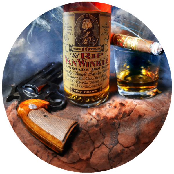 10 year old rip pappy with Fuente Opus X and revolver