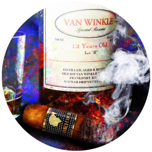 Cuban Cigar Cohiba BEHIKE and 12 Year Pappy Van Winkle Bourbon Decal