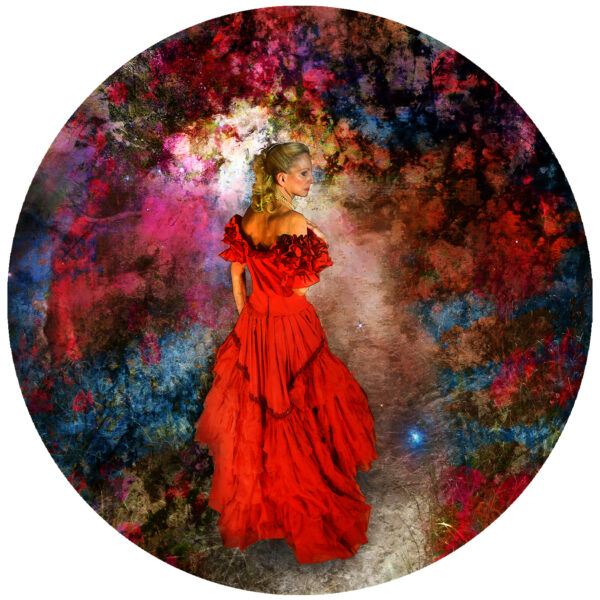 On The Monet Flower Trail Lady In The Red Dress Decal