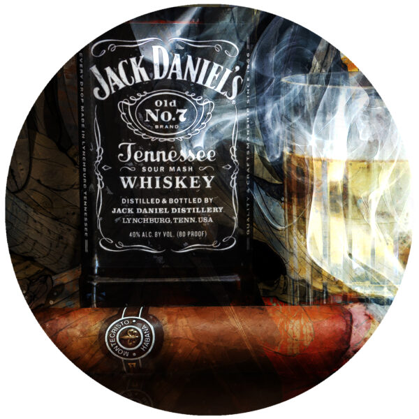 Old Number 7 Jack Daniels Whiskey and Montecristo Cuban Cigar Decal