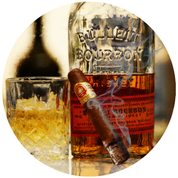 Bulliet Bourbon with Cuban Cigar H Upmann Decal