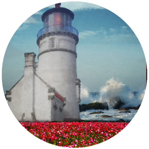 Wild Flower Lighthouse 4 Inch Peel and Stick Decal