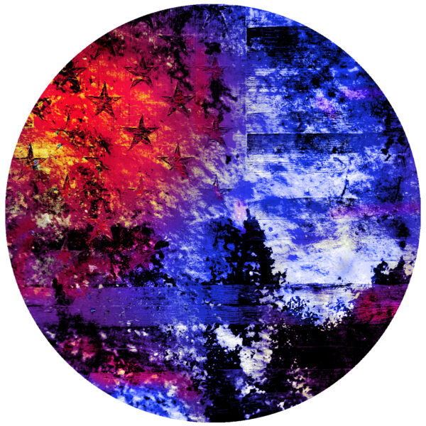 American Flag Abstract 4 inch round peel and stick Decal