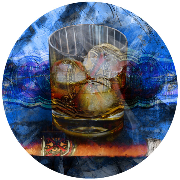 Arturo Fuente Opus X Cigar and Bourbon On The Rocks Decal