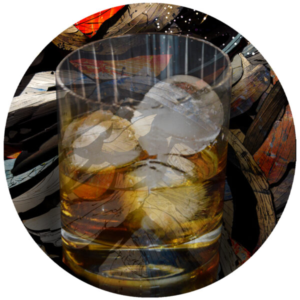 abstract bourbon on ice decal
