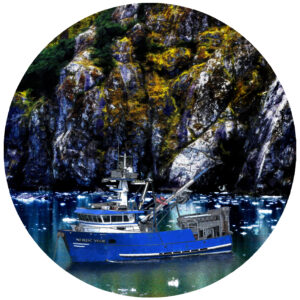 blue alaskan fishing boat decal