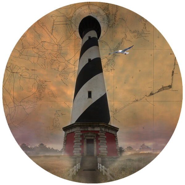 Cape Hatteras OBX Lighthouse historical map art