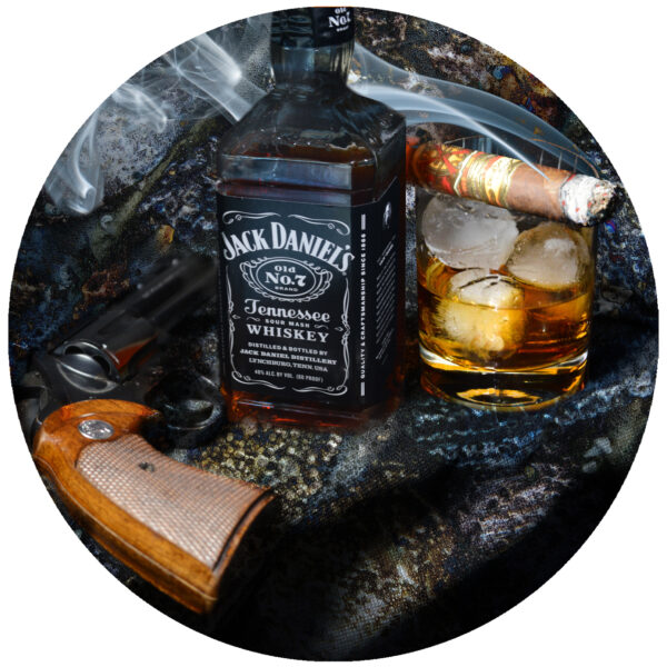Jack Daniel's Whiskey Colt Revolver and Fuente Opus X Decal