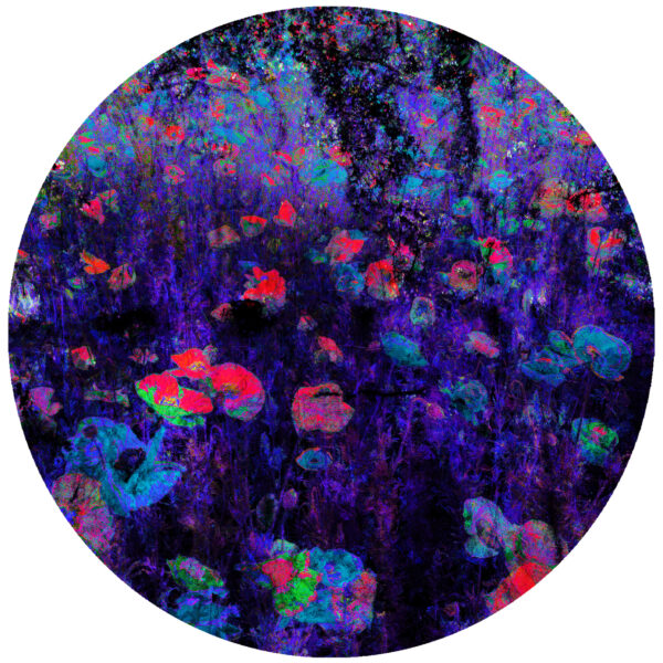 Monet Poppy Fields Abstract 4 inch round peel and stick decal