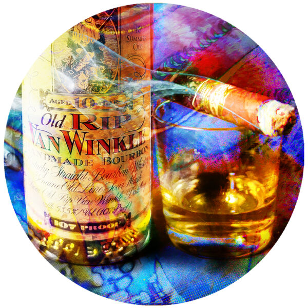 10 year old rip van winkle bourbon and Fuente opus x cigar decal