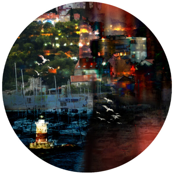 seaside village abstract