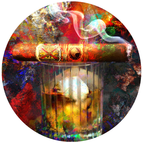 Opus X Stefano Ricci Cigar on a bourbon glass decal