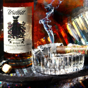 Arturo Fuente Opus X cigar with Willett Bourbon Art