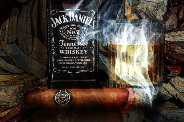 Old Number 7 Jack Daniels Whiskey and Montecristo Cuban Cigar