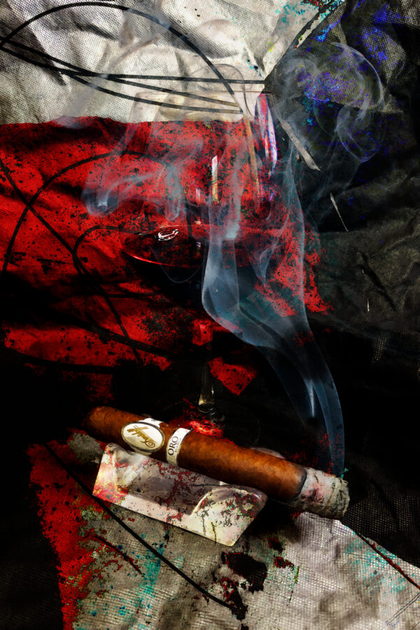 Davidoff ORO Blanco Cigar and wine abstract