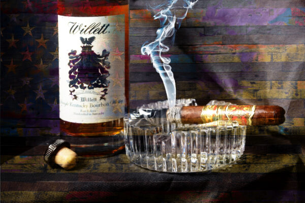 Willett Bourbon Opus X Cigar and The American Flag