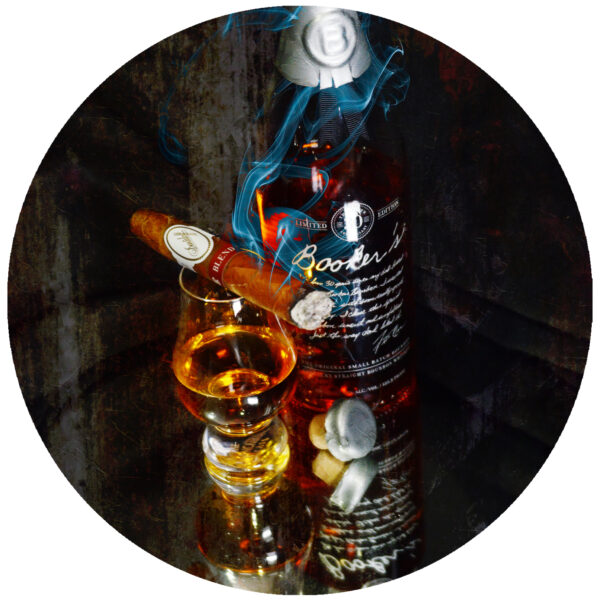 Bookers Bourbon and Davidoff Blend Cigar Art