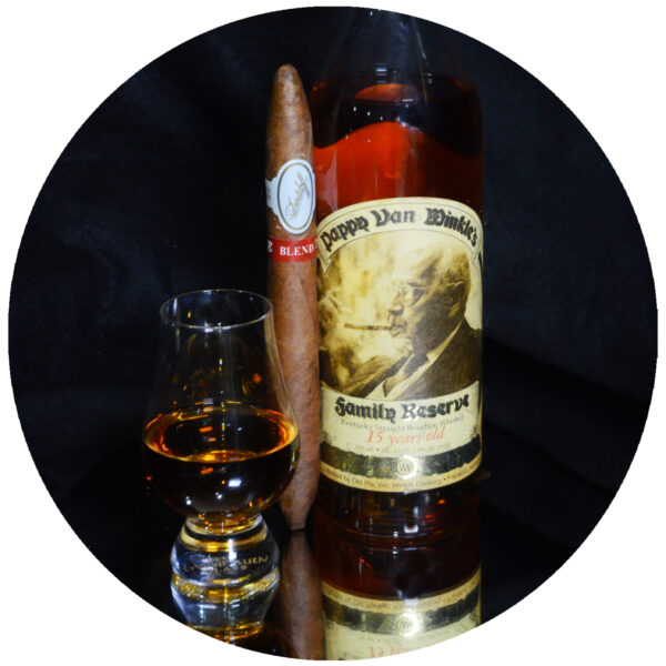 Davidoff Blend Cigar and 15 Year Pappy Van Winkle Bourbon Art