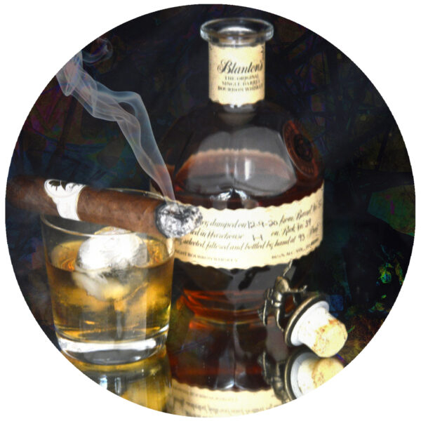 blantons bourbon and davidoff cigar art