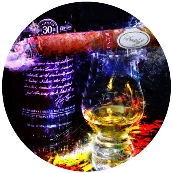 Davidoff Blend Cigar and Bookers Bourbon Art