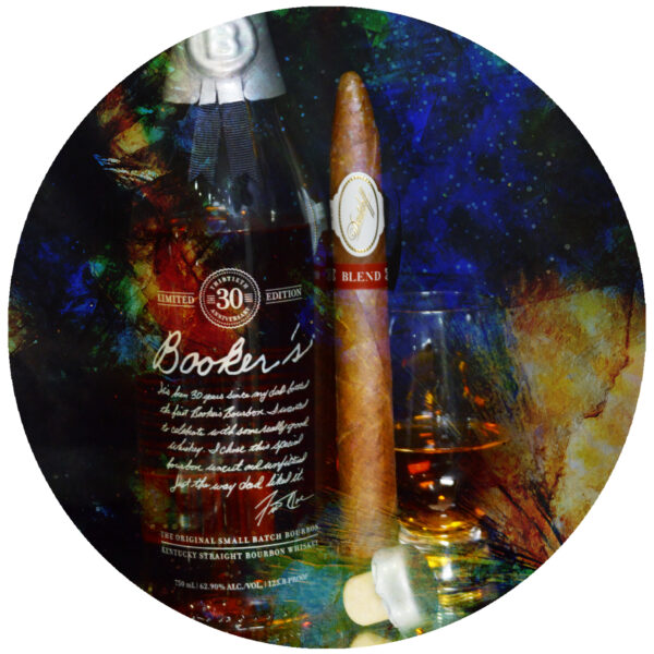 Davidoff Blend Cigar and Bookers Bourbon Art