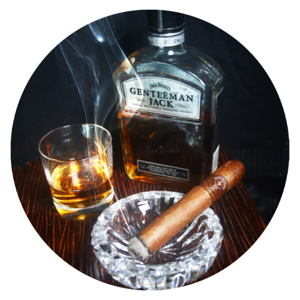 Gentleman Jack Daniels Whiskey and Montecristo Cigar Art