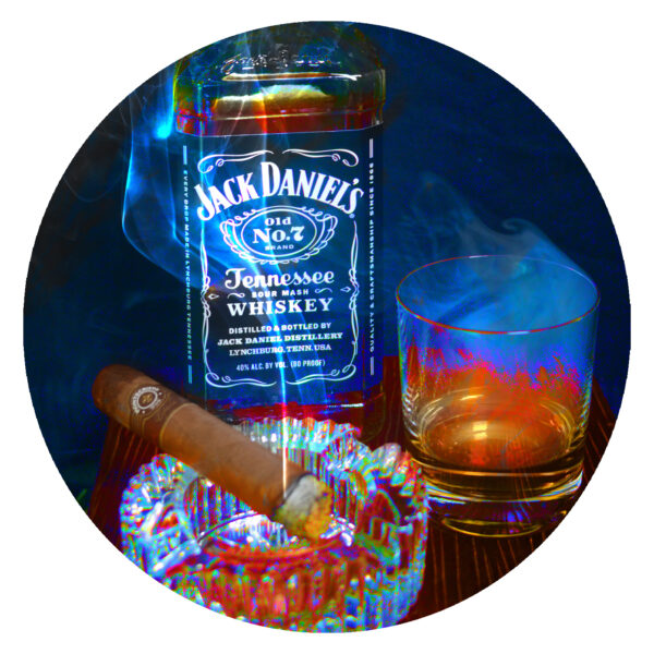 Jack Daniel's Whiskey and Montecristo Cigar Art