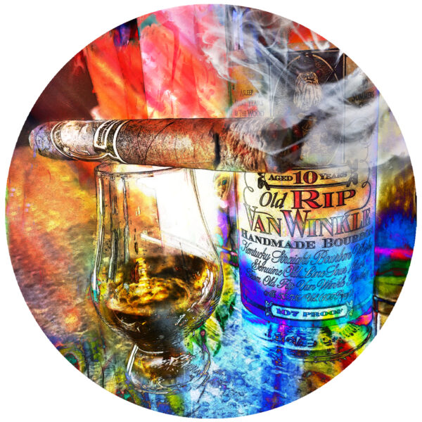 10 year old rip van winkle bourbon and drew estate cigar art