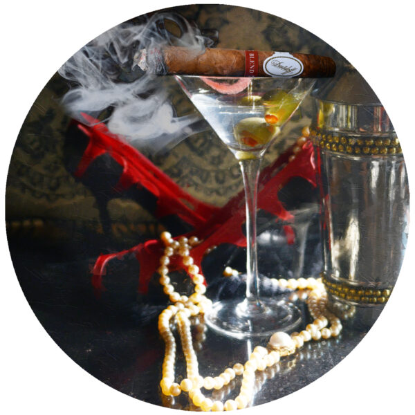 Martini Heels Pearls and a Davidoff Blend Cigar Art