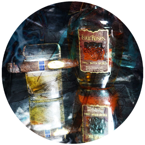 Four Roses Small Batch Bourbon and Davidoff Royal Abstract Cigar Art