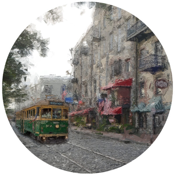 Trolley Car Art Savannah Georgia