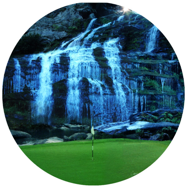 waterfall virtual reality golf hole art