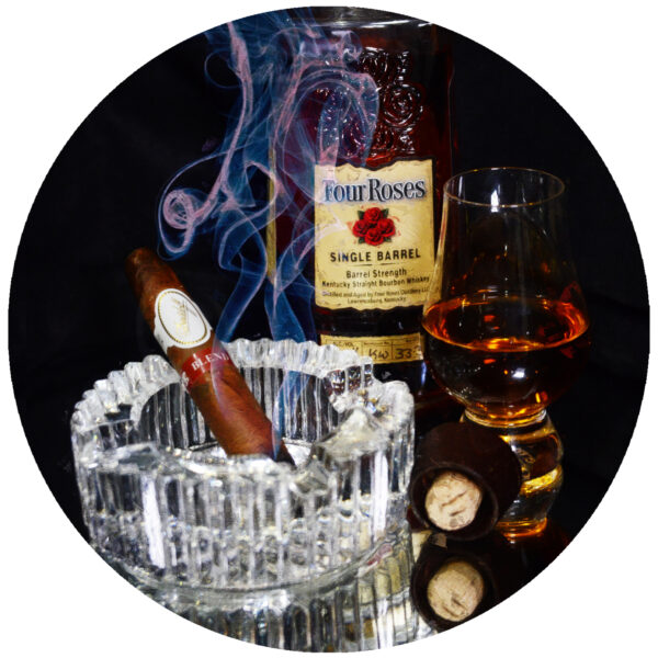 Four Roses Bourbon and Davidoff Blend Cigar Art